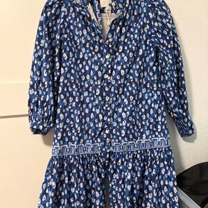 Lilly Pulitzer Drena Blue and White Patterned Shirt Dress 00